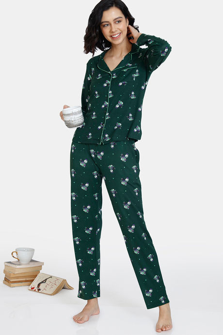 Zivame Snowman Knit Poly Pyjama Set - Mountain View — image 6